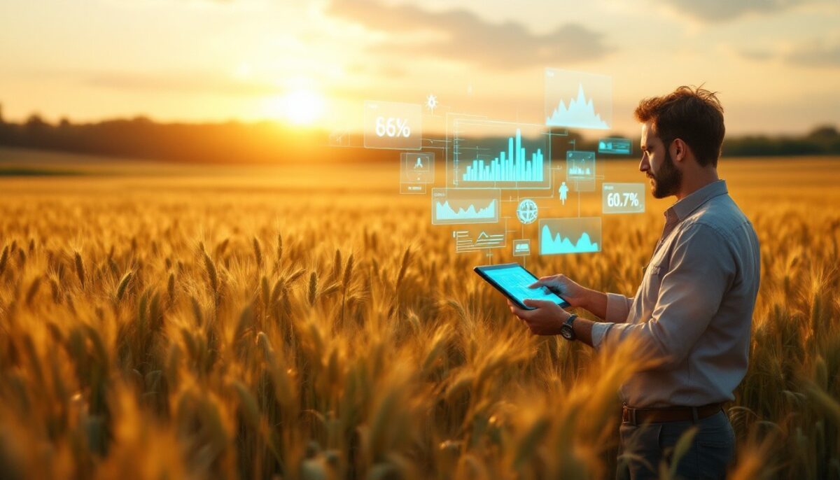 Farmer analyzes data